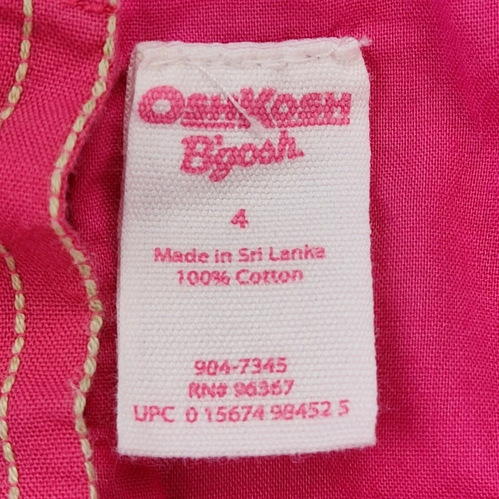 OshKosh B'gosh Dress Girl 4 Pink Striped Sleeveless Empire Waist Cotton Sundress